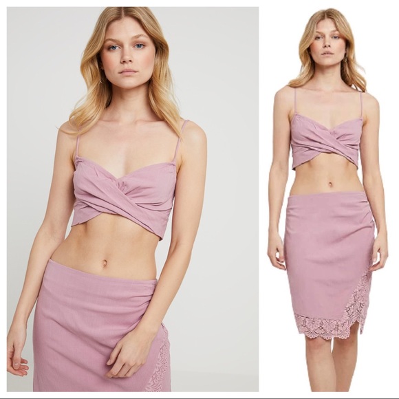 FREE PEOPLE BOHO KNIT MINI SKIRT CAMI TANK CROP TOP BOHEMIAN 2 PIECE SET A3C - Picture 12 of 16